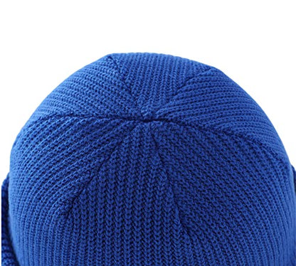 Connectyle 2 Pack Classic Cuffed Beanie Hat for Men & Women Warm Winter Knit Hat Thick Beanies Skull Cap Acrylic Watch Cap - color: Black+royal Blue