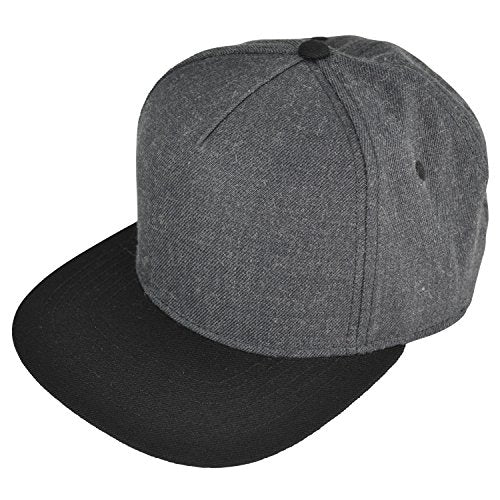 DALIX Premium Wool Blend Hat Flat Bill Cap Snapback Black Dark Gray Maroon Light - color: Dark Gray/Black