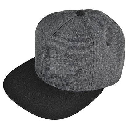 DALIX Premium Wool Blend Hat Flat Bill Cap Snapback Black Dark Gray Maroon Light - color: Dark Gray/Black