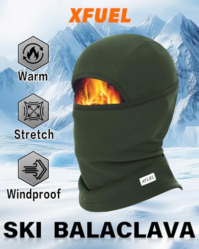 Winter Balaclava Ski Mask Warm and Fleece Full Face Cover for Men Women Cold Weather Skiing Motorcycle Neck Warmer - color: Army Green