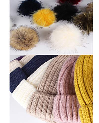 FURTALK Womens Winter Knitted Beanie Hat with Faux Fur Pom Warm Knit Skull Cap Beanie for Women - color: Navy With Navy Pom