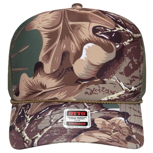 BROTHER TRUCKERS The World's Greatest Camouflage Patterned Trucker Hat Blanks - Wholesale Bulk Unisex Snapback Hats - color: Leave Camo/Olive Poly