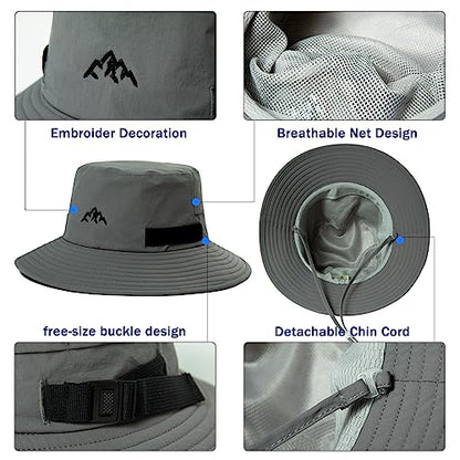 TOP-EX Men's Waterproof Bucket Sun Hat, UPF 50+ Wide Brim, S/M-XXL - color: 94573_light Grey, size: X-Large-XX-Large
