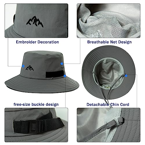 TOP-EX Men's Waterproof Bucket Sun Hat, UPF 50+ Wide Brim, S/M-XXL - color: 94573_light Grey, size: XX-Large