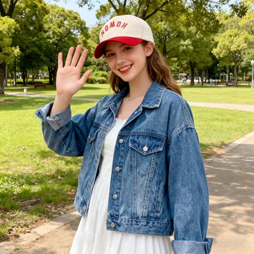 Funny Embroidered Trucker Hat, Vintage Two-Tone Cotton Baseball Cap for Men Women, Adjustable Dad Hat Gift Idea - color: Howdy (Upside Down), Red/Beige