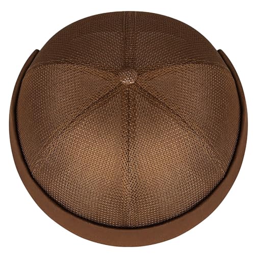 Mens Mesh Brimless Cap with No Brim, Summer Docker Cap Beanie Hat Flip Sailor Skullcap Breathable - color: Coffee