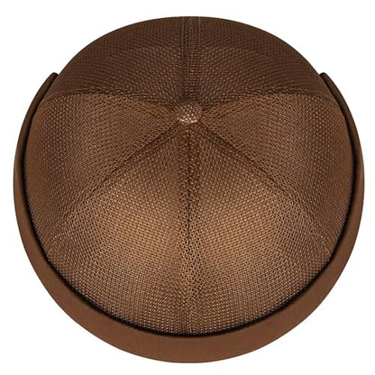 Mens Mesh Brimless Cap with No Brim, Summer Docker Cap Beanie Hat Flip Sailor Skullcap Breathable - color: Coffee
