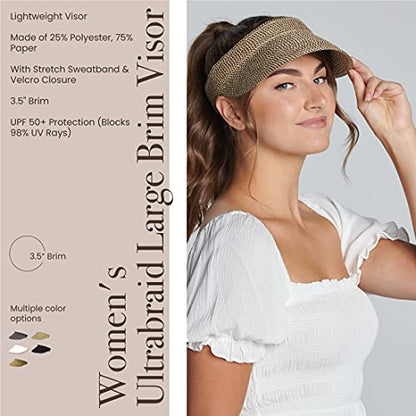 San Diego Hat Company Women's Mixed Braid Brim Visor with Velcro, Sun Hats for Women - color: Mixed Brown