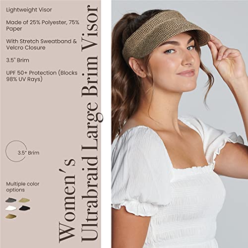 San Diego Hat Company Women's Mixed Braid Brim Visor with Velcro, Sun Hats for Women - color: Mixed Brown