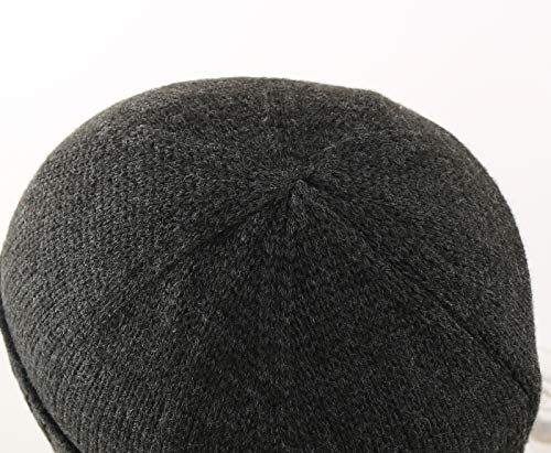 Home Prefer Mens Winter Hat Knit Earflap Hat Stocking Caps with Ears Beanie Hat - color: Dark Heather Grey