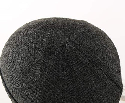 Home Prefer Mens Winter Hat Knit Earflap Hat Stocking Caps with Ears Beanie Hat - color: Dark Heather Grey
