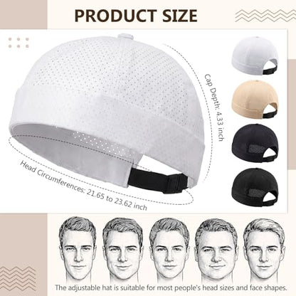Tivi 4 Pack Mens Mesh Brimless Hat Docker Caps Quick Dry Summer Skullcap