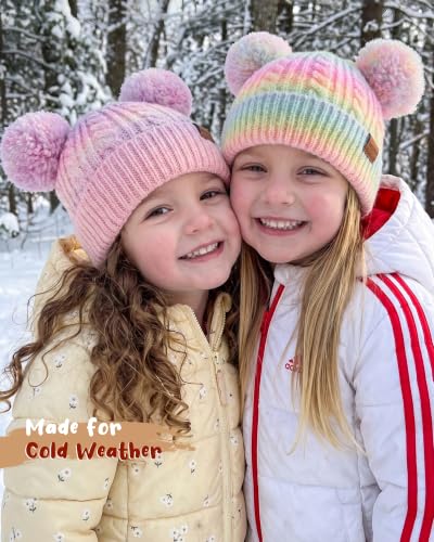 Toddler Winter Hat with Double Pom Pom Toddler Winter Beanie Hat for 3-8 - color: Multicolour
