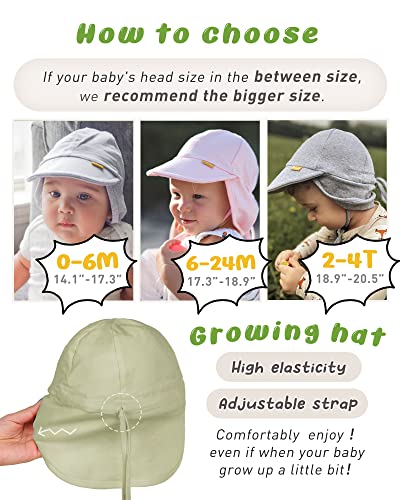 FURTALK Baby Sun Hat UPF 50+ UV Ray Sun Protection Cotton Toddler Hats for Boys Girls - color: Green, size: 6-24 Months