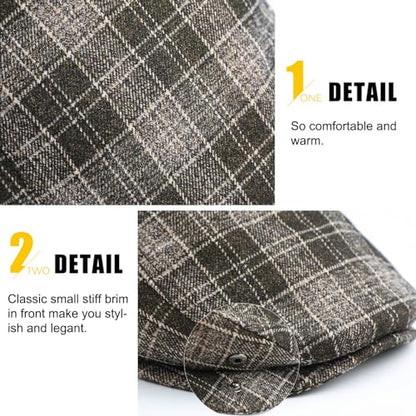 Sumolux Mens Newsboy Hat Flat Cap Gatsby Lvy Irish Hats Driving Cabbie - color: B Coffee Plaid