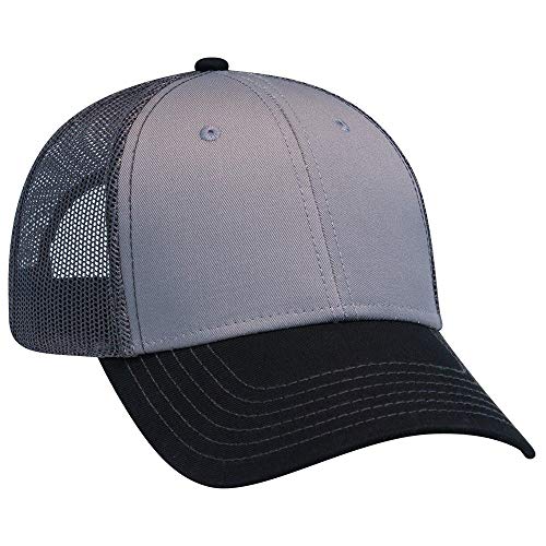 OTTO 6 Panel Low Profile Contrast Vertical Mesh Back Cap - color: Blk/Gry/Ch.gry