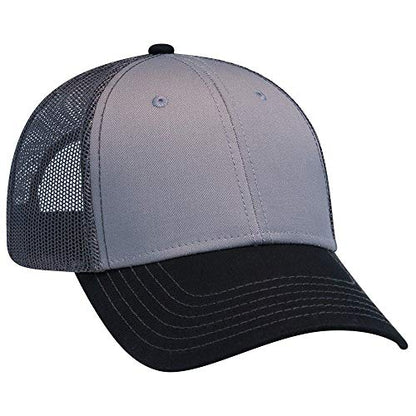 OTTO 6 Panel Low Profile Contrast Vertical Mesh Back Cap - color: Blk/Gry/Ch.gry