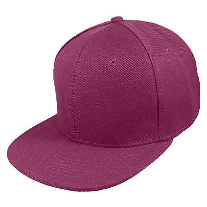 Gelante Plain Blank Flat Brim Adjustable Snapback Baseball Caps LOT 6 Pack - color: Wine