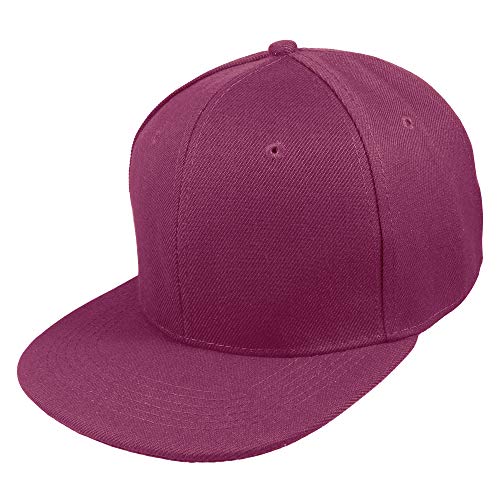 Gelante Plain Blank Flat Brim Adjustable Snapback Baseball Caps LOT 6 Pack - color: Wine