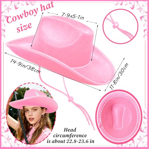 Cowgirl Hat,Western Cowboy Hats Wild West Classic Wide Brim Headwear for Men Women Halloween Cosplay,Themed Party - style: Pink Cowgirl Hat