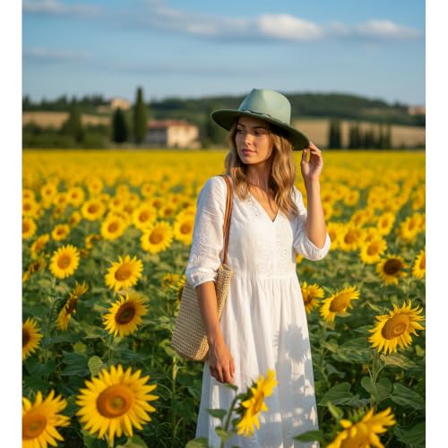 Lisianthus Gradient Color Fedora Hat for Women & Men - color: Black Band, Green