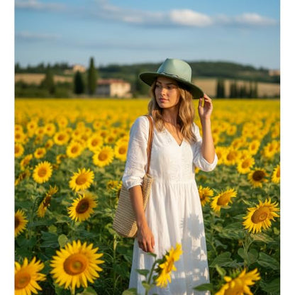 Lisianthus Gradient Color Fedora Hat for Women & Men - color: Black Band, Green