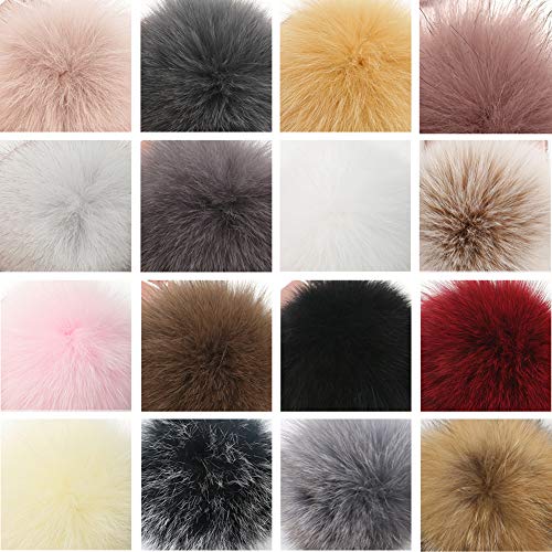 Abgream 16-Pack Faux Fur Pom Pom Balls with Elastic Loop - color: Style A