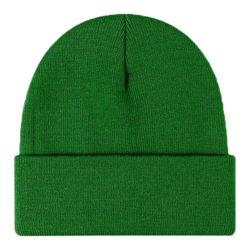 Rosoz Beanie for Men Women Cuffed Knit Hat Winter Beanies Skull Cap Unisex - color: Grass Green