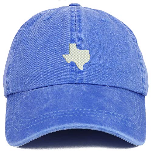 Trendy Apparel Shop Texas State Map Embroidered Washed Cotton Adjustable Cap - color: Royal