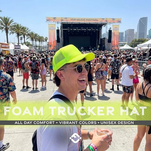 Funky Junque Blank Mesh Foam Lightweight Snapback Trucker Hat - color: 3 Pack - Neon Yellow (All)