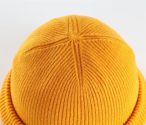 Connectyle Thick Cuffed Beanie for Men & Women Double Layer Knit Winter Hat Acrylic Watch Hat Warm Stocking Skull Cap - color: Golden Yellow