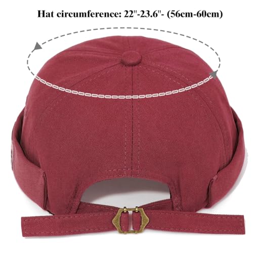 Glamorstar Dome Brimless Hats for Women Men Sailor Docker Beanie Cap Hip Hop Hats - color: Red D