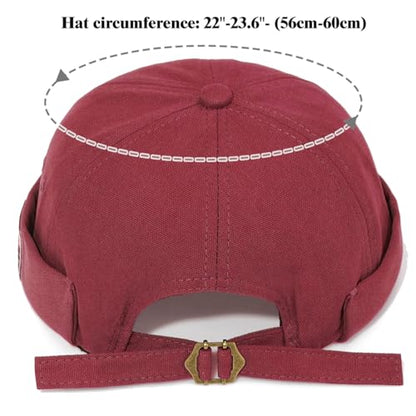 Glamorstar Dome Brimless Hats for Women Men Sailor Docker Beanie Cap Hip Hop Hats - color: Red D