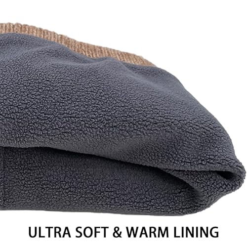Winter Beanie Hats for Women Men Fleece Slouchy Knit Thick Beanies Warm Thermal Snow Ski Hat Gifts for Cold Weather - color: Khaki