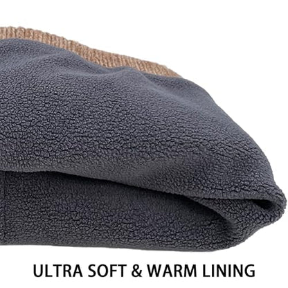 Winter Beanie Hats for Women Men Fleece Slouchy Knit Thick Beanies Warm Thermal Snow Ski Hat Gifts for Cold Weather - color: Khaki