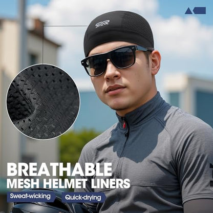 SUNMECI 2-Pack Breathable Skull Cap Mesh Helmet Liner for Men Women - color: Black+pink