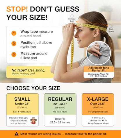 GearTOP Safari Hat for Men Sun Hats for Women UV Protection UPF 50+ Fishing, Gardening, Hiking Hat (22-23 1/2") - color: Light Grey Standard 1 Pack