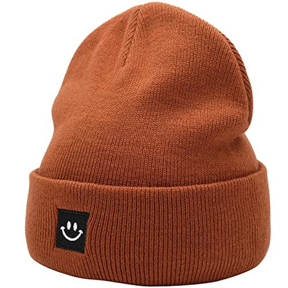 55cube Unisex Winter Beanie Hats Warm Thick Knit Cuffed Skullcaps - color: Caramel