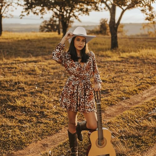 Western Cowboy Hat for Women Men Retro Suede Hat - color: Beige-small Flower Belt