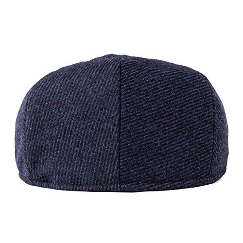 Men Wool Plaid Ivy Gatsby Newsboy Cap - color: Navy, size: 7 3/8