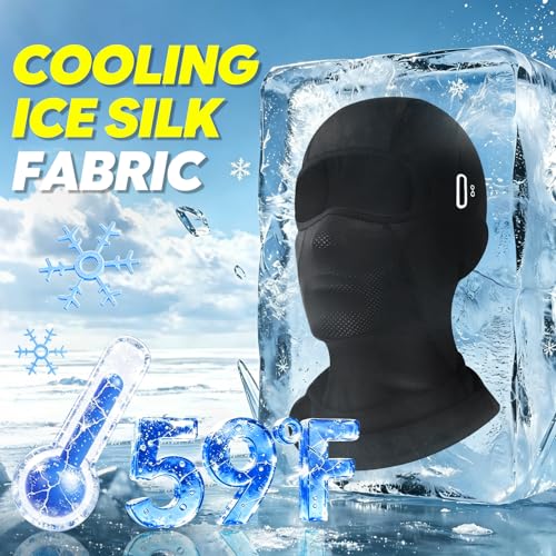 Balaclava Face Mask with Glasses Holes for Men Women Summer Cooling Shiesty Mask Sun UV Protection for Motorcycle Work Ski - color: Black