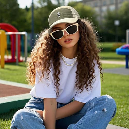 CLAPE 5 Panel Cap Curved Bill Dad Golf Cap Waterproof Nylon Hat Stylish Embroidered Baseball Cap Hip Pop Dancing Snapback Cap - color: Dotb1-beige
