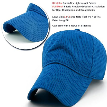 Long Brim Golf/Running Hat Full Mesh Baseball Cap Breathable - color: Blue, size: One Size