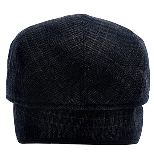 Men's Newsboy Cap with Earflaps Flat Ivy Caps Gatsby Golf Cabbie Hats - color: Dark Blue