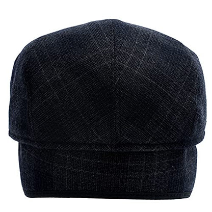 Men's Newsboy Cap with Earflaps Flat Ivy Caps Gatsby Golf Cabbie Hats - color: Dark Blue
