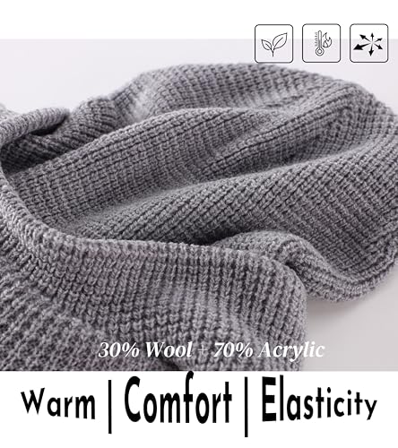 Home Prefer Mens Wool Blend Winter Hat Double-Layer Warm Knit Pre-Curve Visor Beanie Brimmed Beanies Hat for Men Women - color: Ash