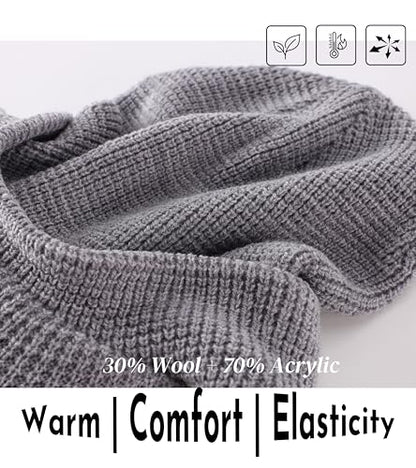 Home Prefer Mens Wool Blend Winter Hat Double-Layer Warm Knit Pre-Curve Visor Beanie Brimmed Beanies Hat for Men Women - color: Ash