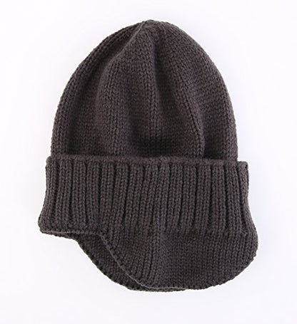 Home Prefer Mens Winter Hat Knit Earflap Hat Stocking Caps with Ears Beanie Hat - color: Gray