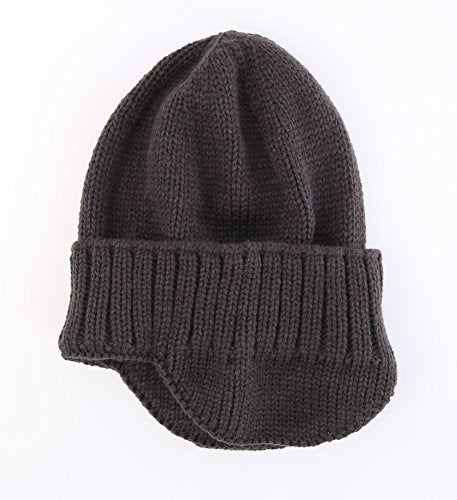 Home Prefer Mens Winter Hat Knit Earflap Hat Stocking Caps with Ears Beanie Hat - color: Gray