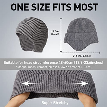 Arcweg Beanie with Earflap for Men Women Winter Warm Thermal Hats Stocking Cap Toboggan Outdoor Hat - color: Grey